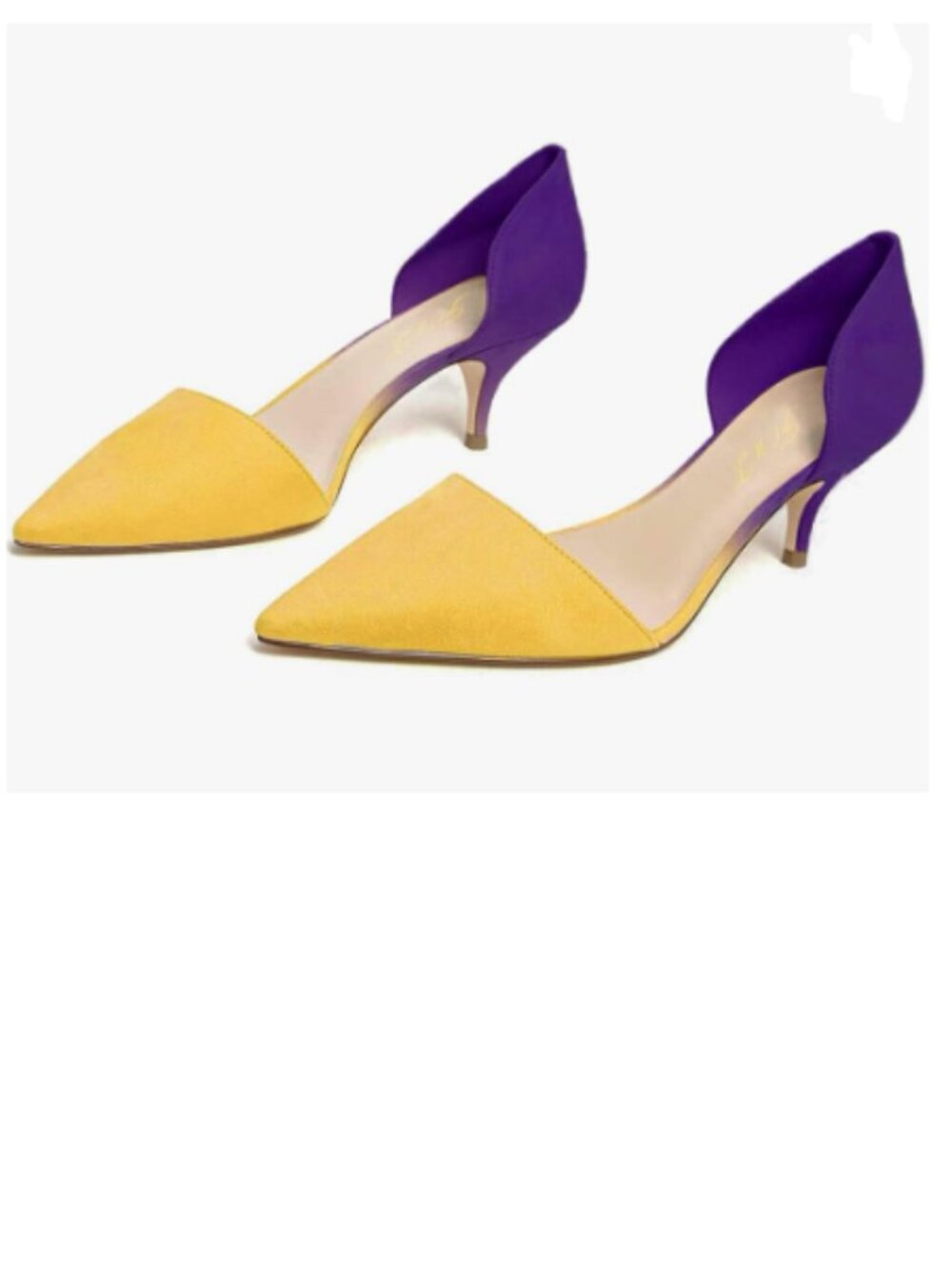 Purple & Yellow Pointed-Toe D'Orsay Heels - Women's